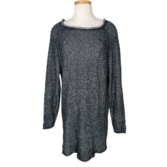 Free People Lenox Sweater Dress Ribbed Slouchy Tunic Relaxed Onyx Black Small - Picture 2 of 8